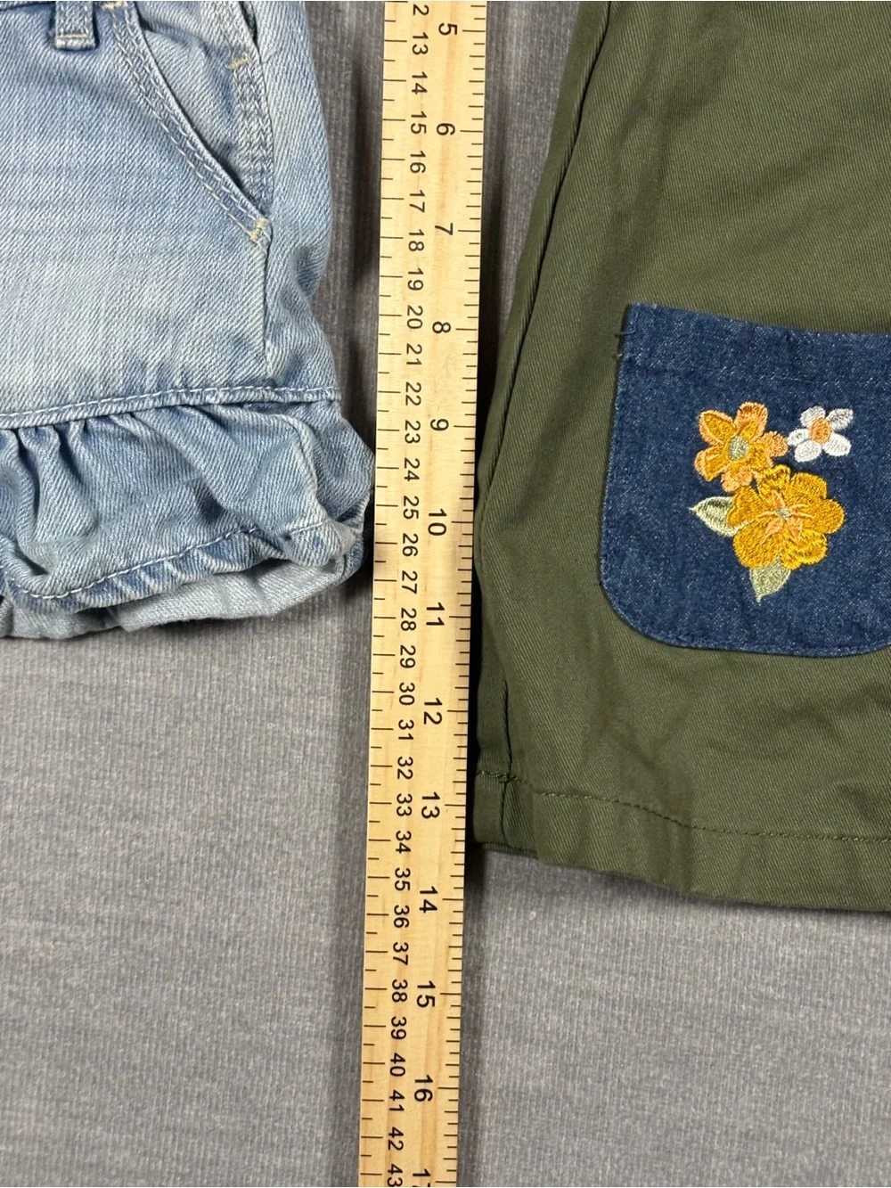 OshKosh B'gosh Two-Piece Girls Overalls Set - Light Blue Denim & Olive Green